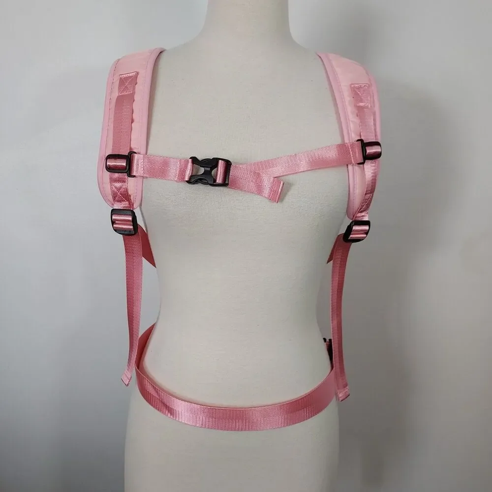 Slow Pet Front Dog Carrier Backpack Adjustable Wrap Around Hands Free Pink Small